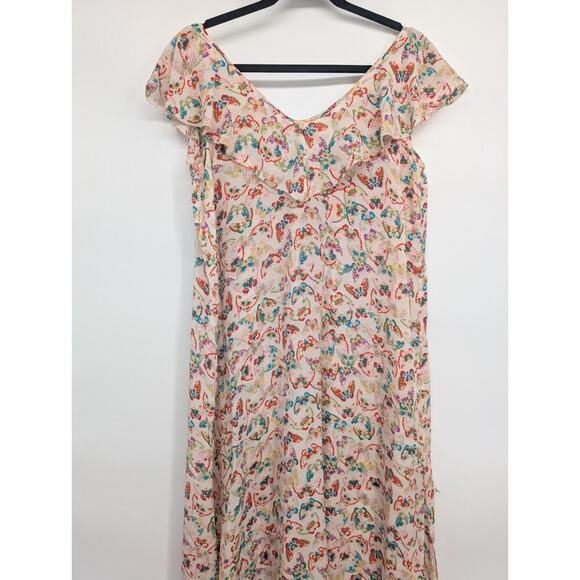 Zadig & Voltaire Reen Butterfly-Print Ruffle Maxi Silk Dress Sz S #2G453 - Picture 5 of 14